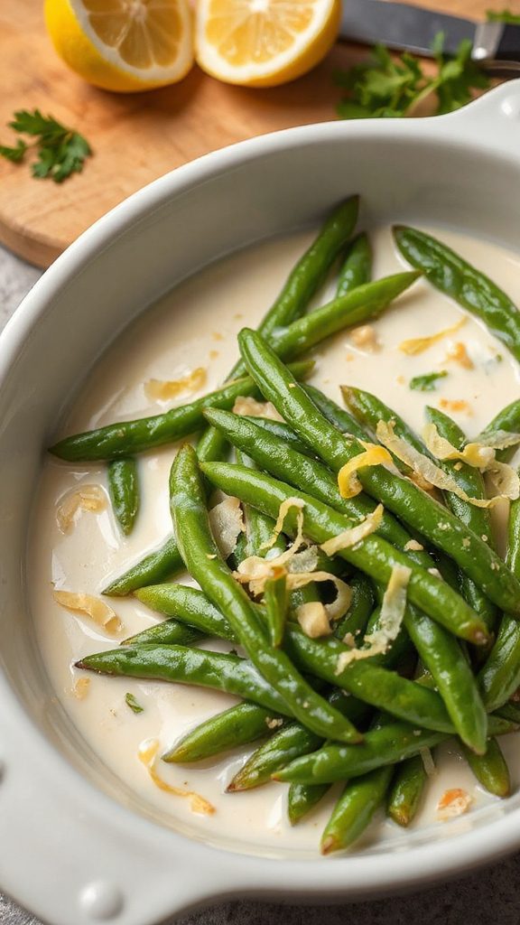zesty creamy green beans
