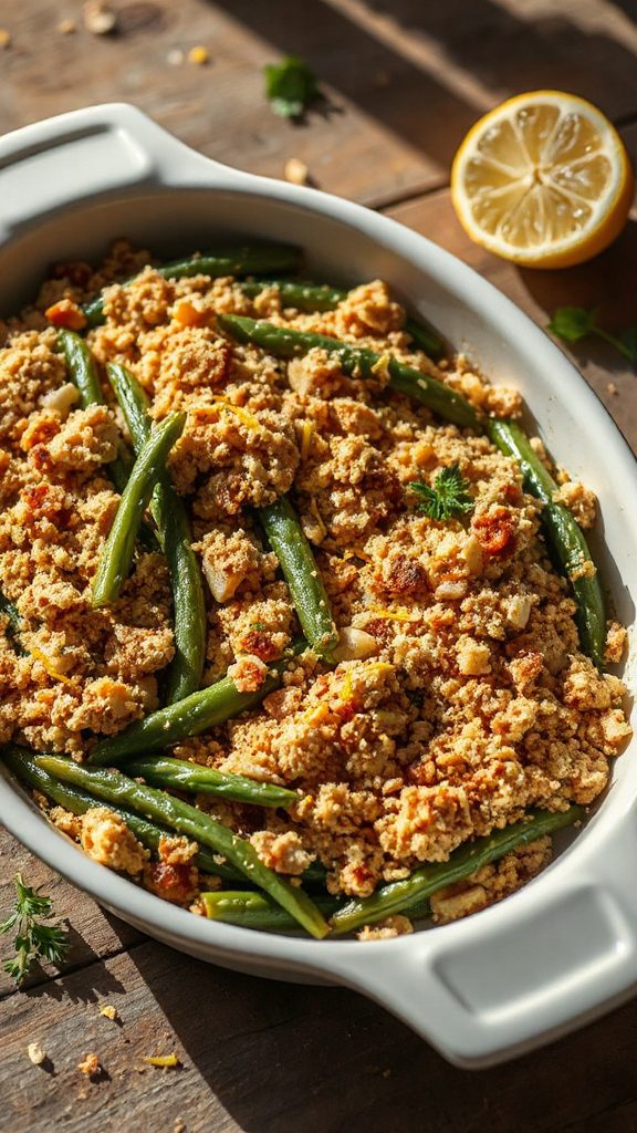zesty garlic panko green beans