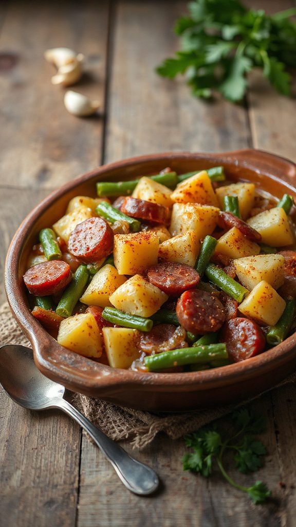 zesty kielbasa green bean casserole