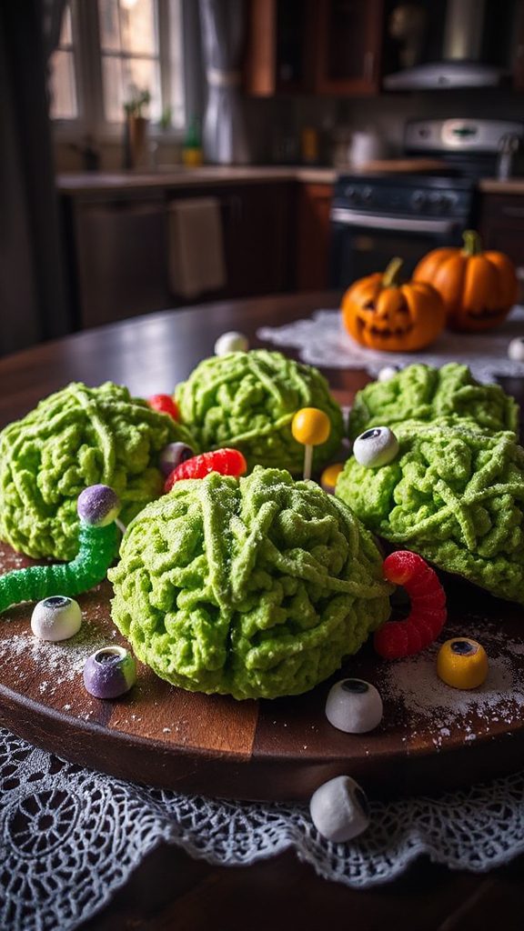 zombie themed rice krispie treats