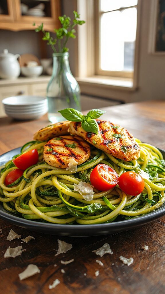 zucchini noodles pesto chicken