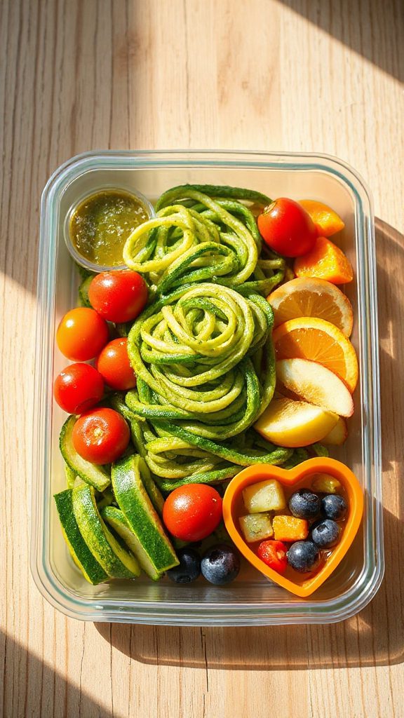 zucchini noodles with pesto