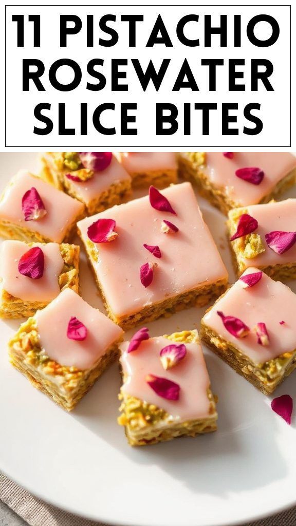 11 Pistachio Rosewater Slice Bites