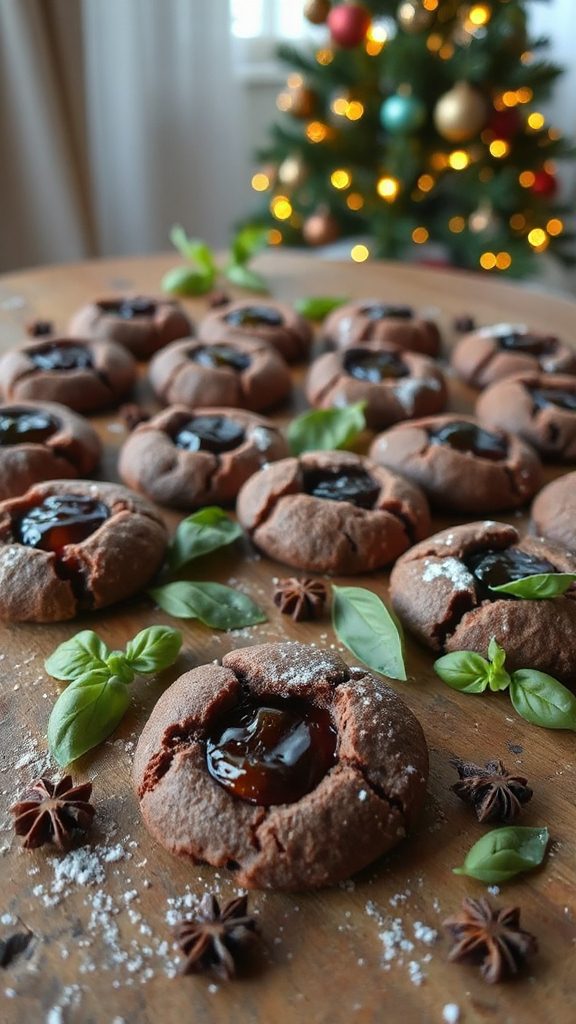 basil chocolate cookies with jam
