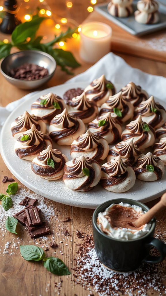 basil chocolate meringue cookies