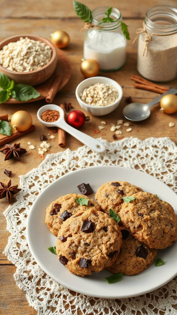 basil infused chocolate oatmeal cookies