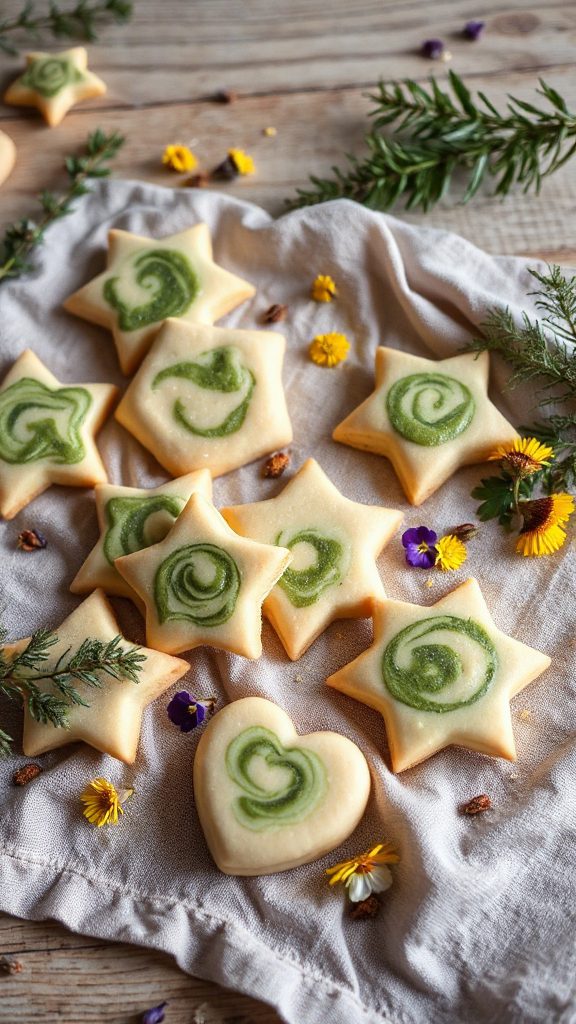 beautifully marbled green tea cookies