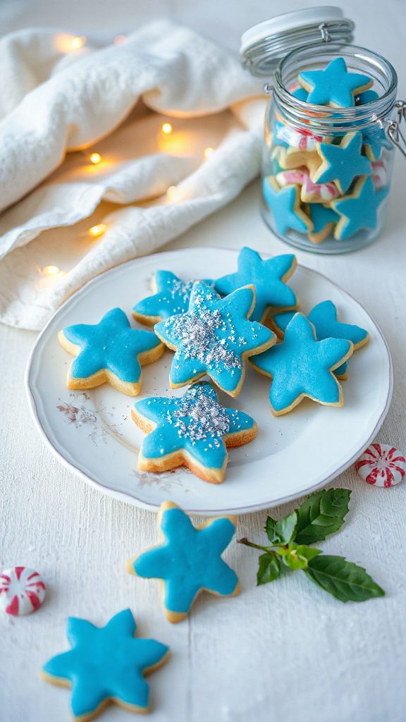 blue holiday spritz cookies
