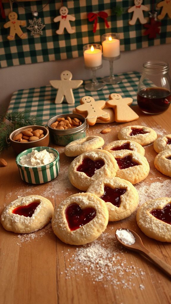 buttery nutty jam filled cookies
