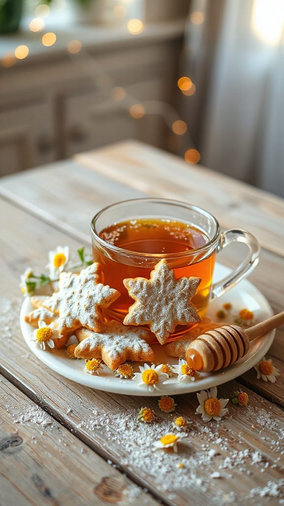 chamomile tea and cookies