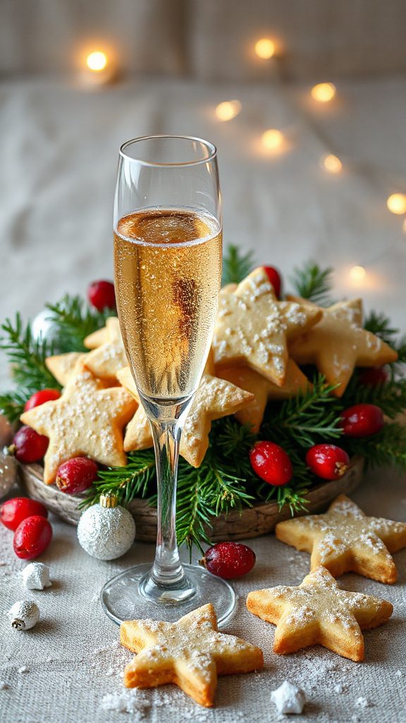 champagne infused festive shortbread cookies