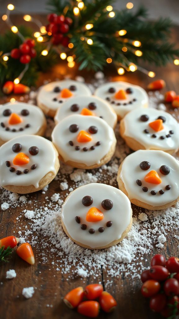 cheerful snowman face cookies