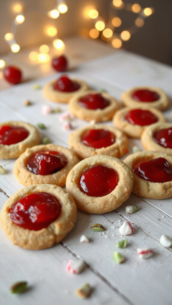 cherry filled thumbprint cookies