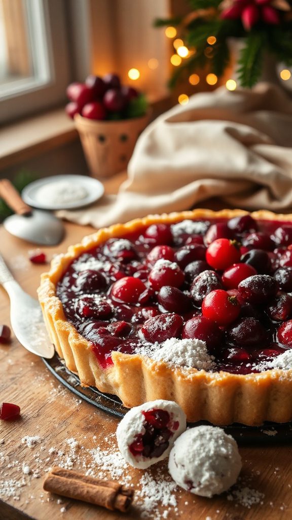 cherry pomegranate snowball cookies