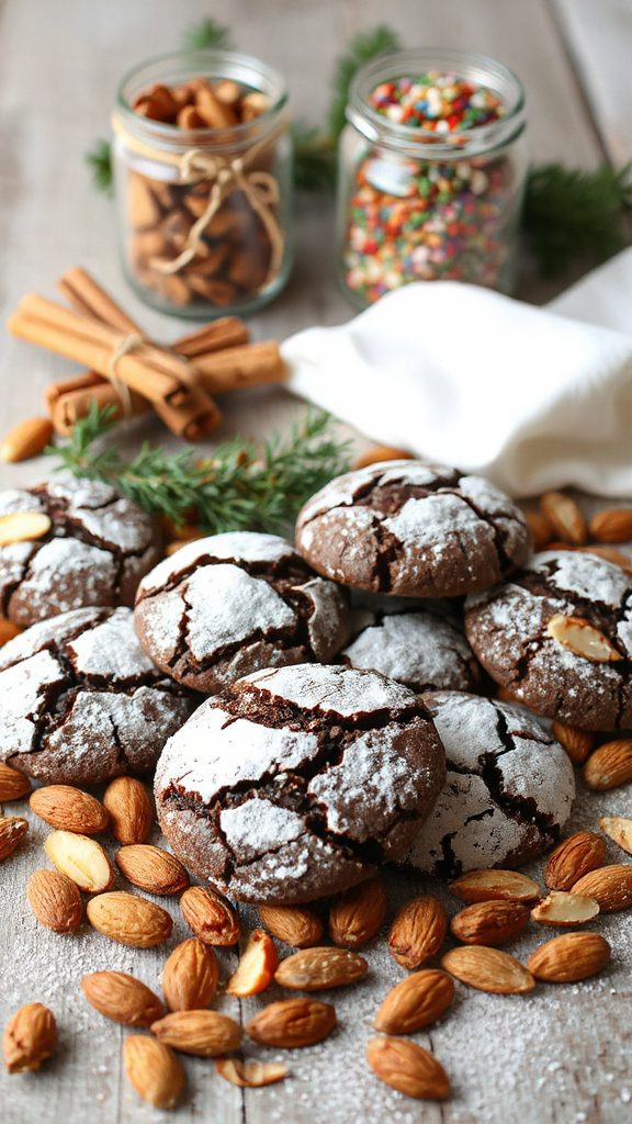 chocolate almond crinkle cookies