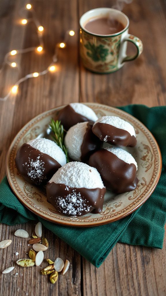 chocolate coated almond cookies chocolate coated almond cookies