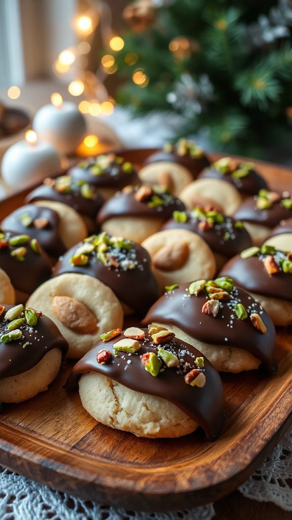 chocolate covered nutty cookies