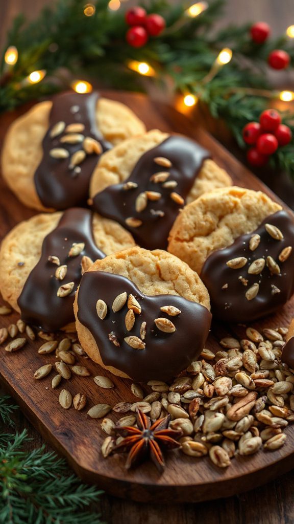 chocolate dipped pumpkin seed cookies