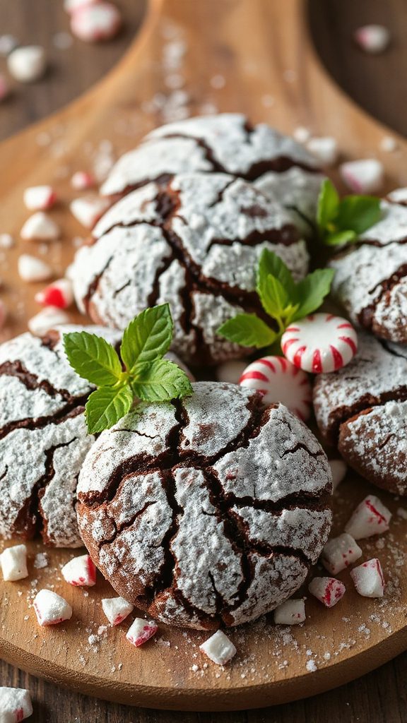 chocolate peppermint crinkle cookies