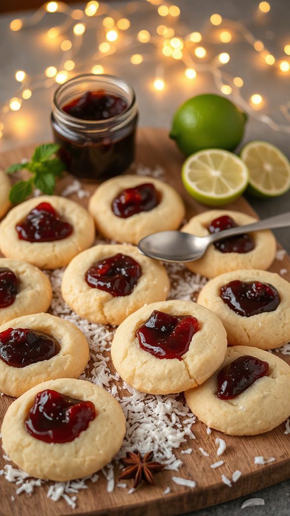 coconut lime thumbprint cookies