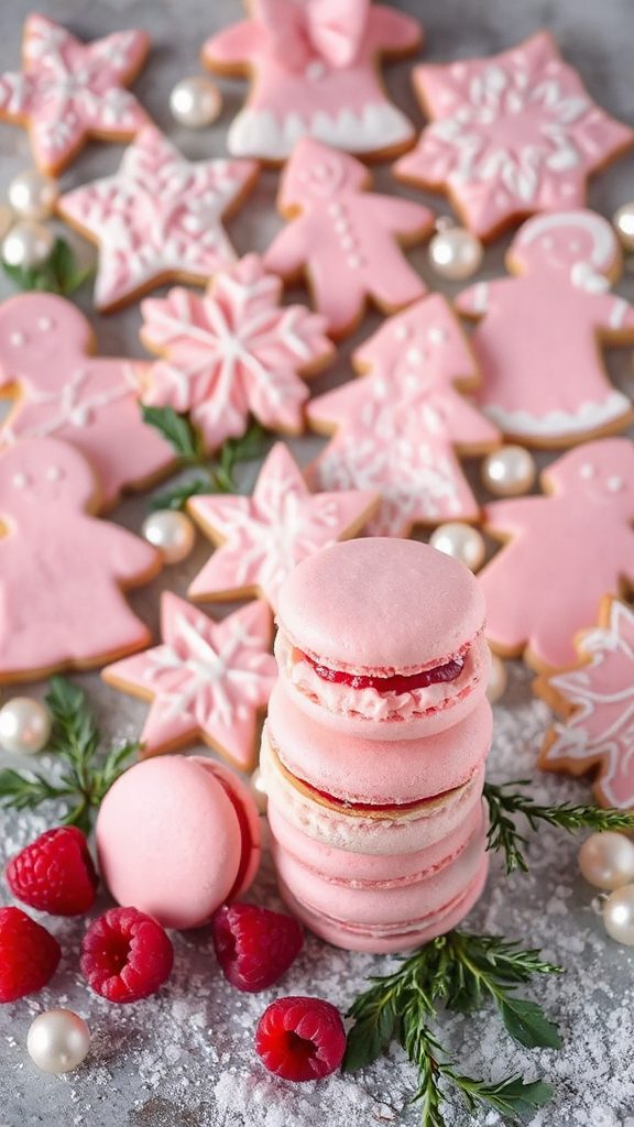delicate pink raspberry macarons