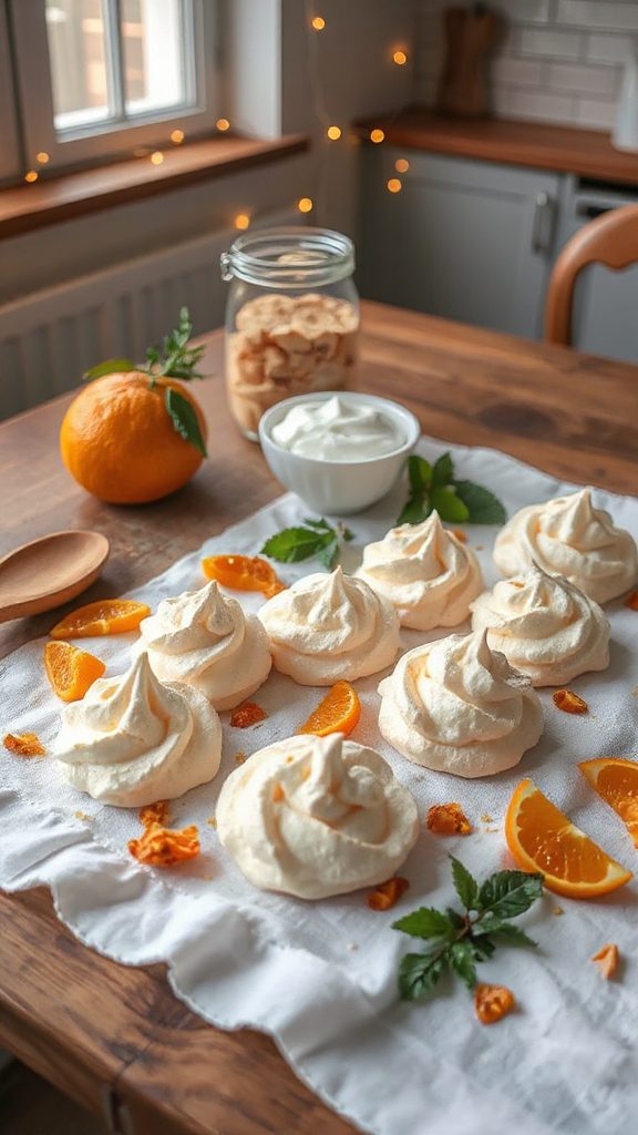 delicious orange blossom meringues