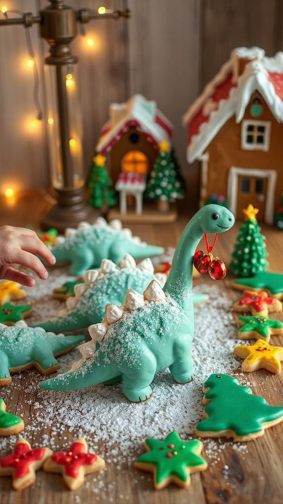 dinosaur themed birthday cookies