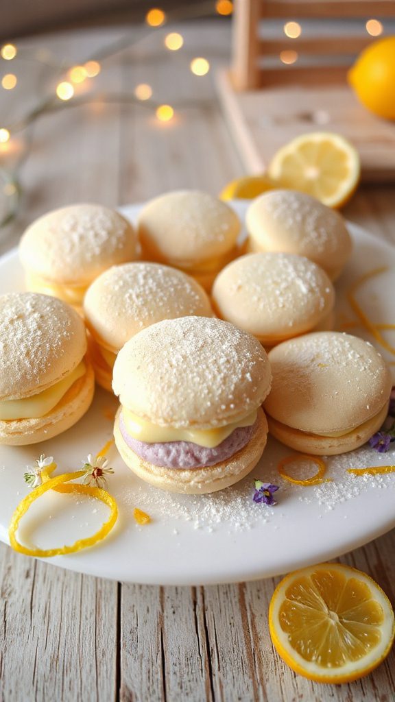 elegant floral lemon macarons