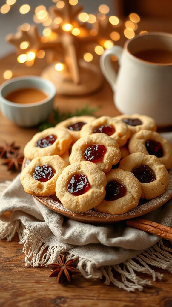 festive anise thumbprint cookies