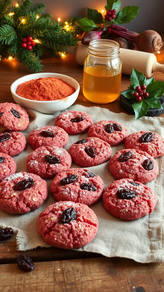 festive beet oatmeal cookies
