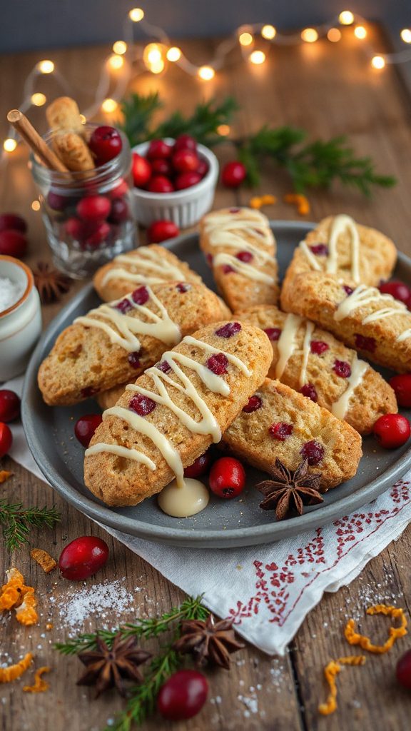 festive biscotti with cranberries