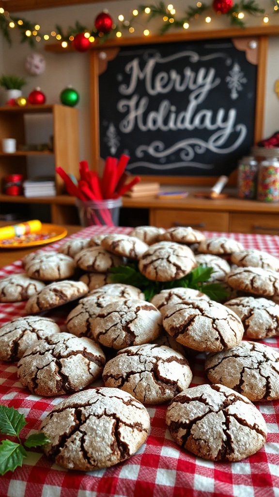 festive chocolate crinkle cookies