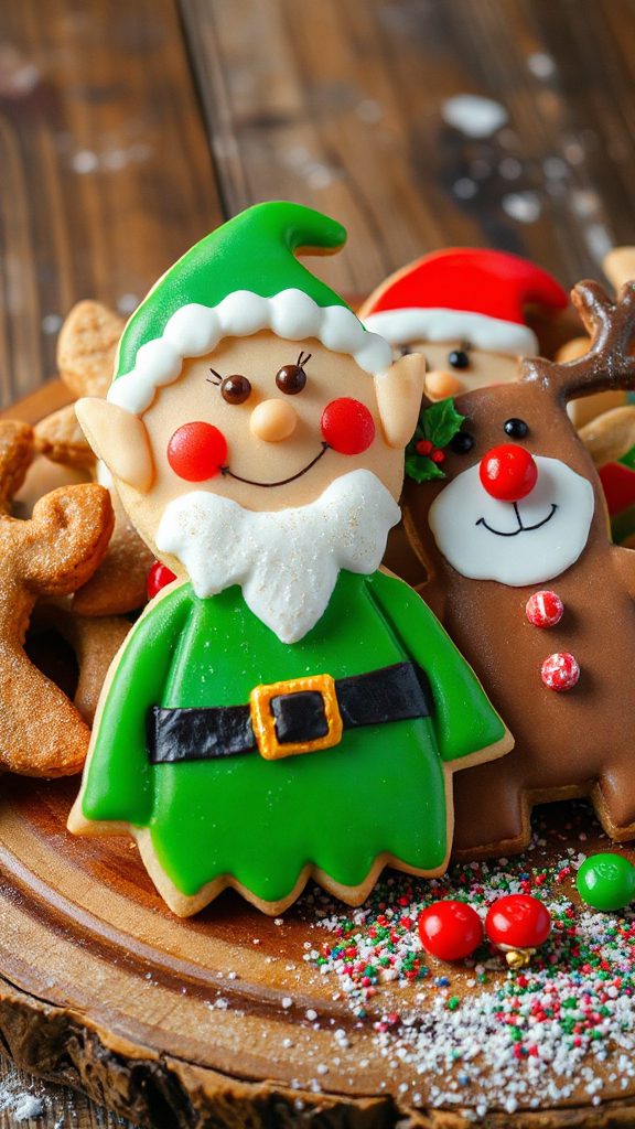festive colorful elf cookies