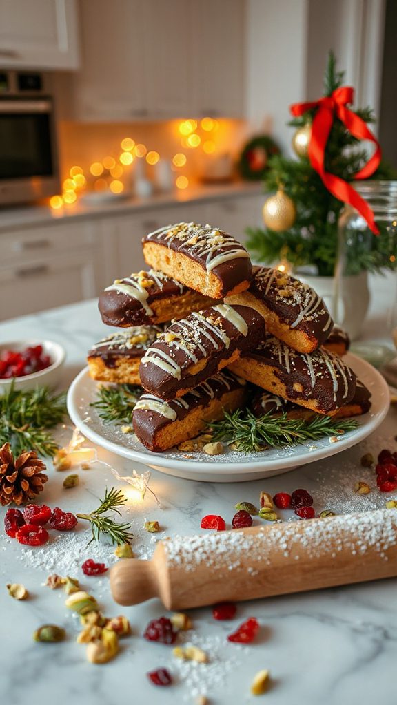 festive crunchy almond biscotti