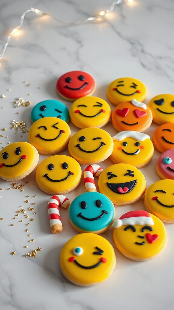 festive decorated emoji cookies