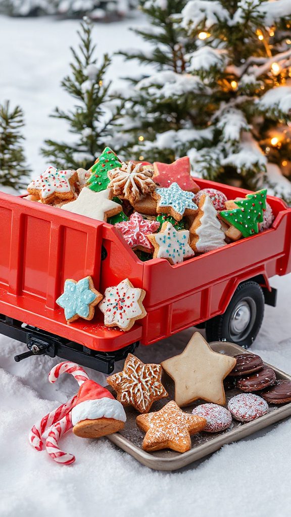 festive dump truck cookies