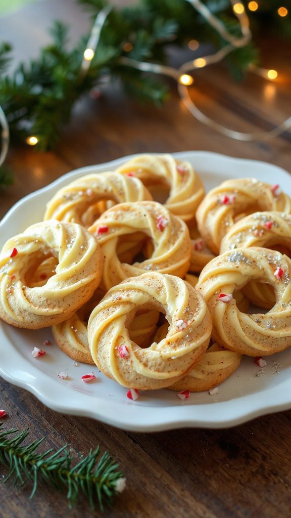 festive eggnog wreath cookies