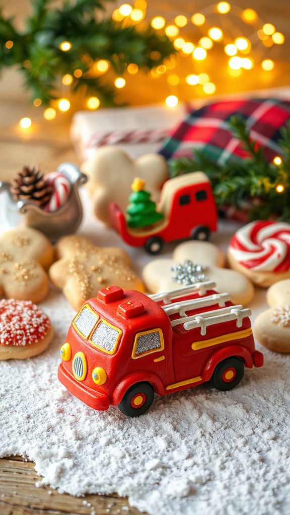 festive fire truck cookies