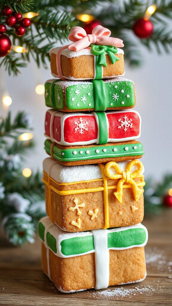festive gingerbread cookie stacks