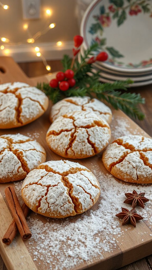 festive gingerbread crinkle cookies