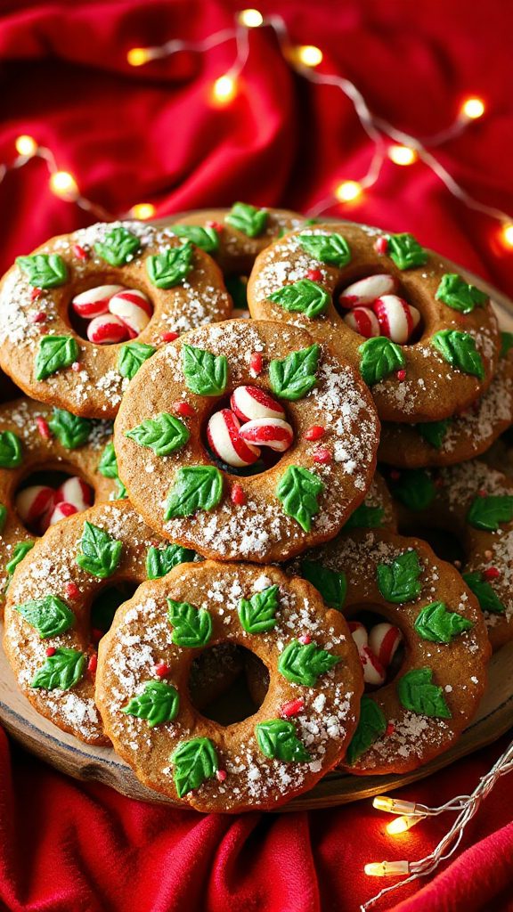 festive gingerbread wreath cookies