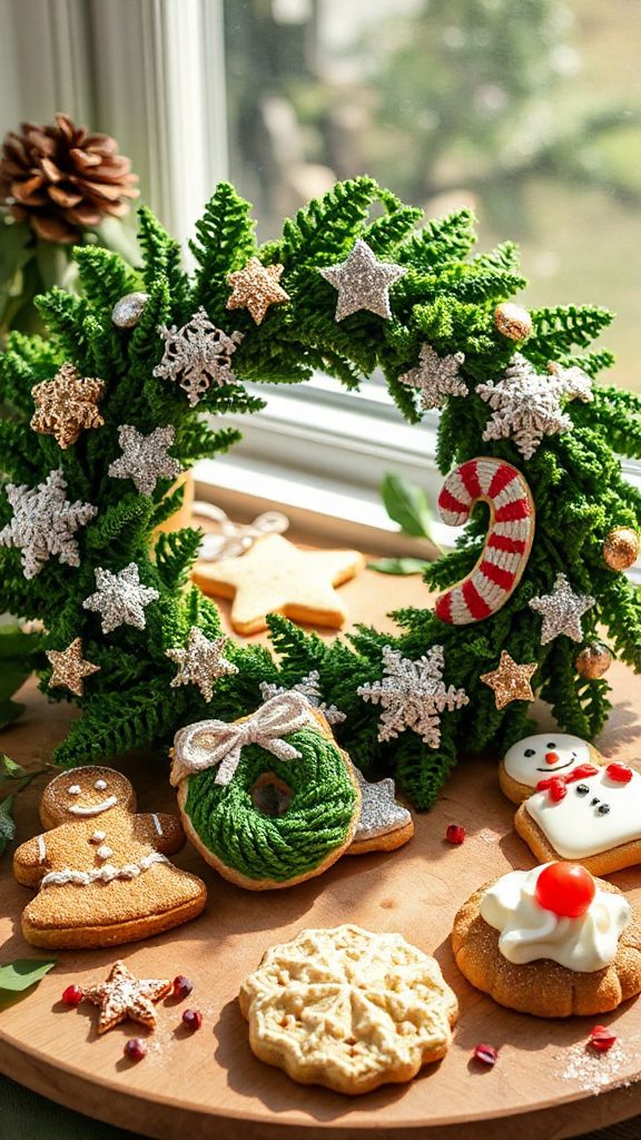 festive holiday cookie wreaths