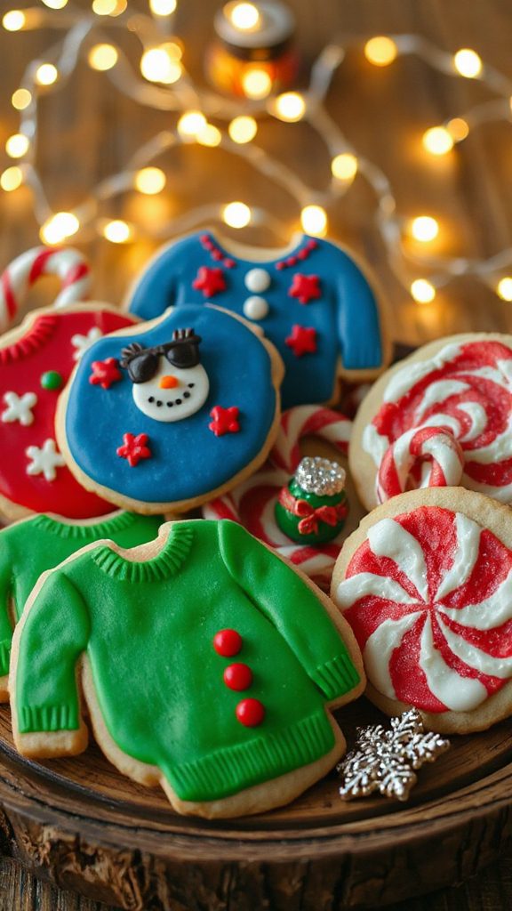 festive holiday lights cookies
