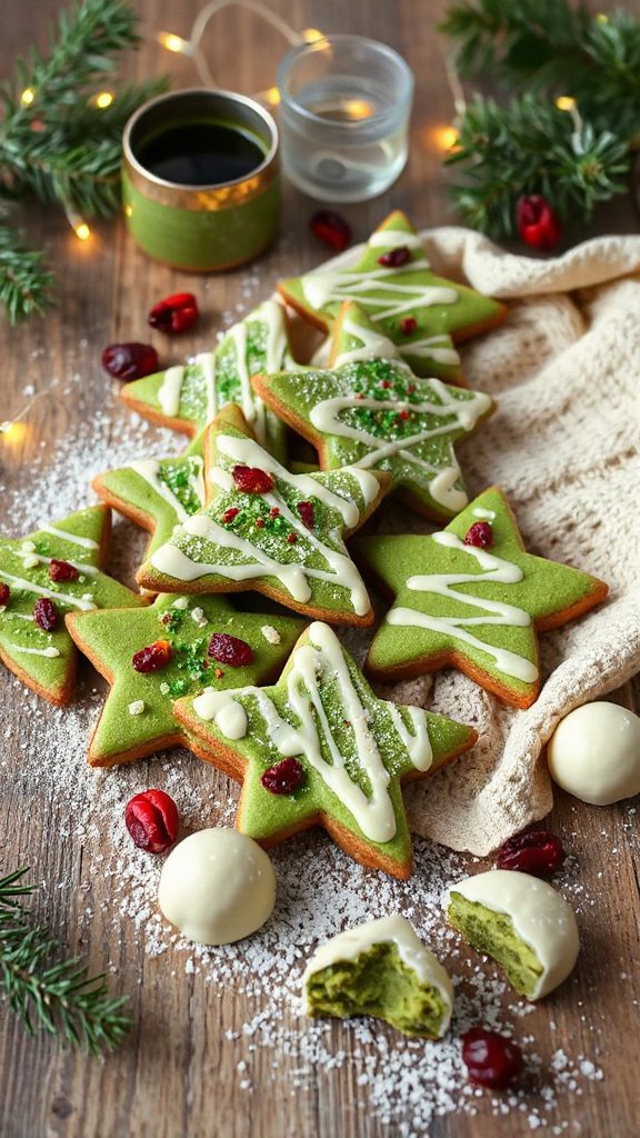 festive matcha cranberry cookies