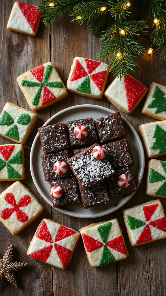 festive peppermint brownie treats