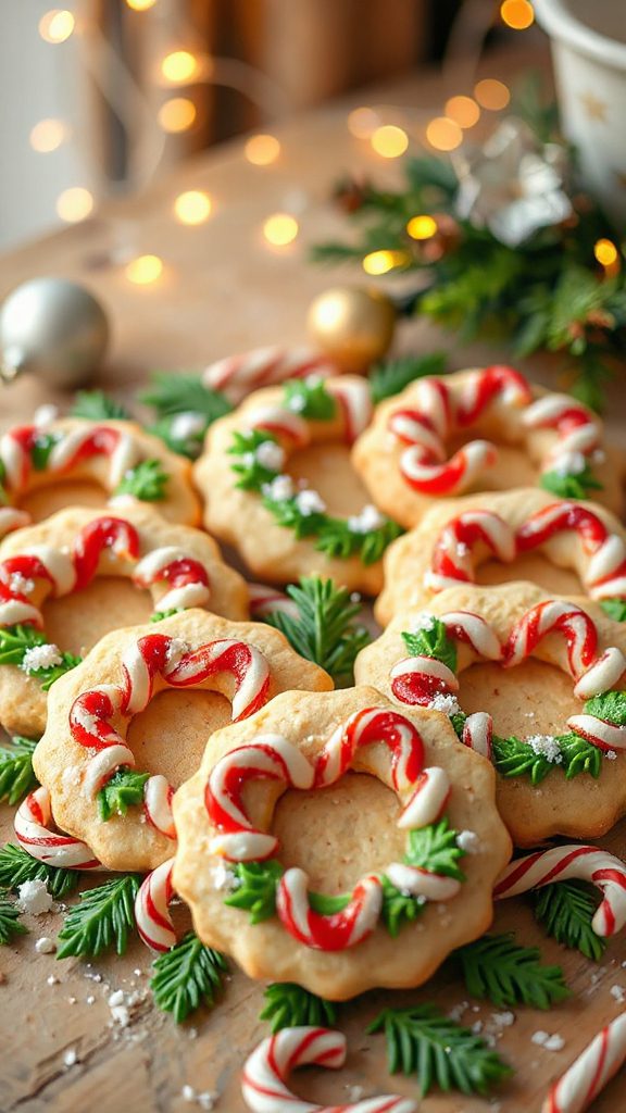 festive peppermint cookie wreaths