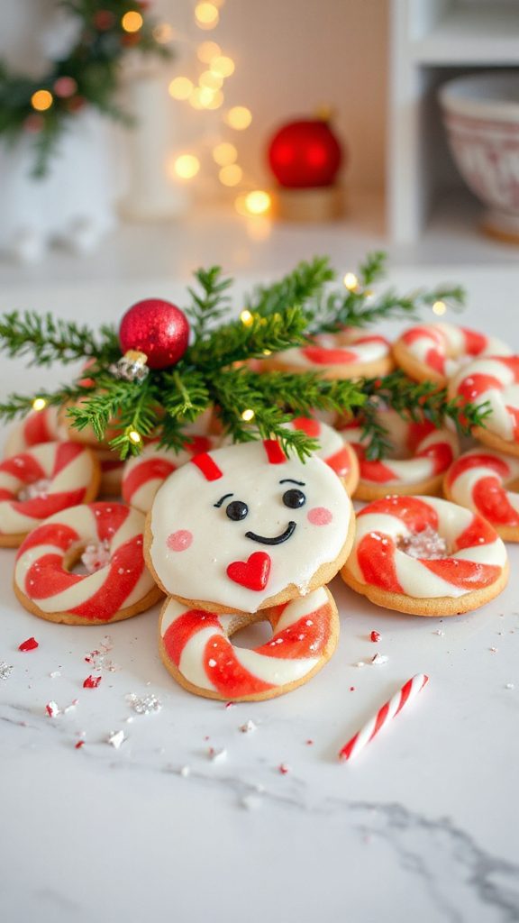 festive peppermint emoji cookies
