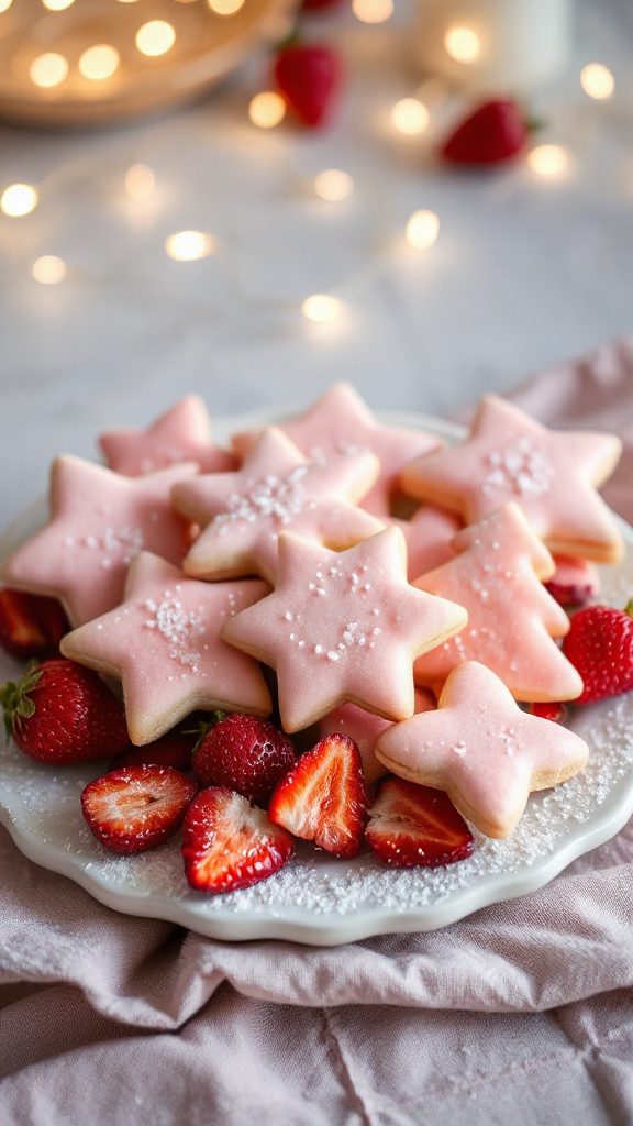 festive pink strawberry cookies