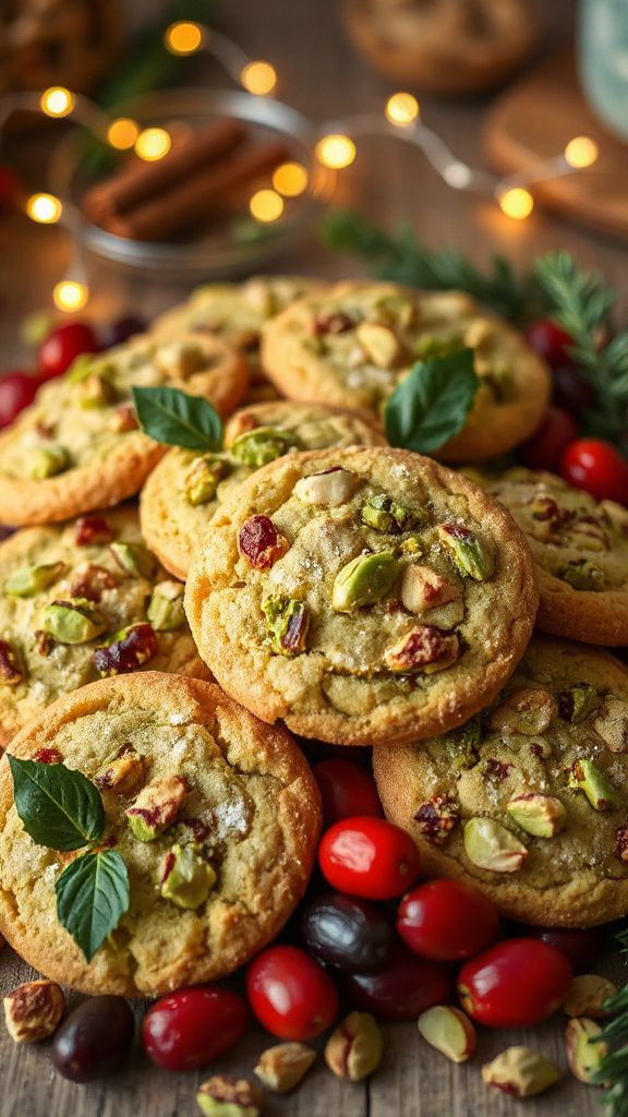 festive pistachio cranberry biscotti
