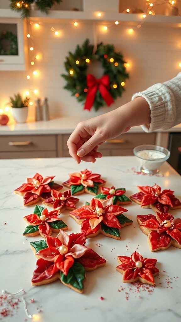 festive poinsettia shaped cookies festive poinsettia shaped cookies